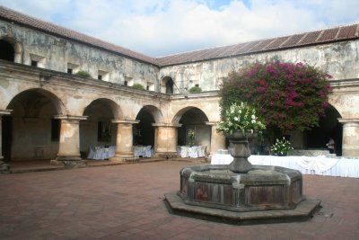 Interior courtyard and fountain in the Convent of Capuchinas, founded in 1736 by nuns from Madrid.
