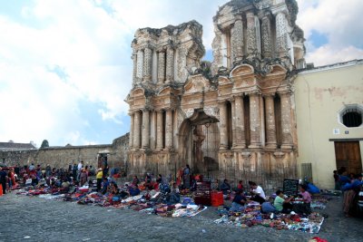 Remains of the ornate baroque façade of the Church of El Carmen which was completed in 1728.