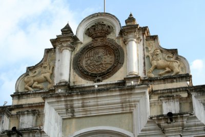 Details of the upper faade of the Palace of the Captains-General.