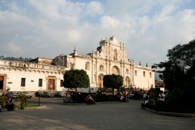  It was started in 1542, damaged by several earthquakes and badly ruined in 1773.  The current cathedral was rebuilt by 1820.
