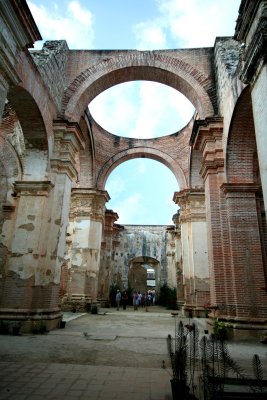 The cathedral was largely ruined the earthquake of 1773.  Except for the front, much of the cathedral is still ruined.