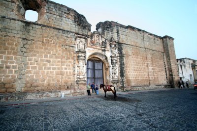 Wall and doorway of the ruins of Santa Clara church and convent.  Six nuns founded the convent in 1699.