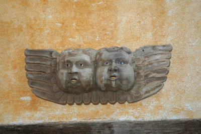 Nice Guatemala artifact on the hotel wall depicting angels.