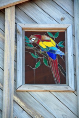 I liked this stained glass window of the parrot at Anthony's Key Resort.