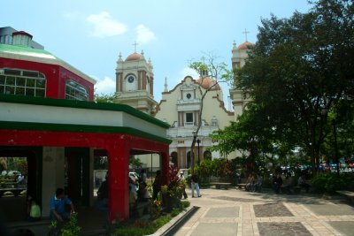 The red gazebo is situated where the city was first founded in 1536.