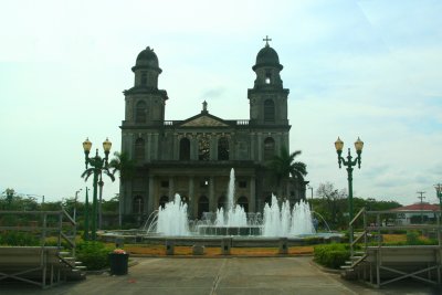 Republic Plaza fountain in front of the old cathedral.