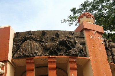 Detail of battles fought as seen on the war monument.