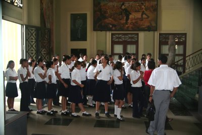 School girls attending the National Museum in the National Palace.