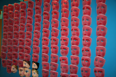A surreal-looking display of masks in the National Museum.