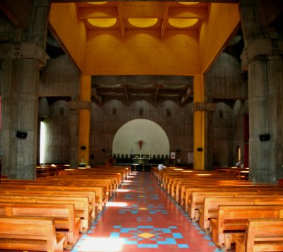 View of the monumental interior of the Cathedral of the Immaculate Conception.