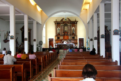 The interior of Santo Domingo de Guzman is simple, but beautiful.