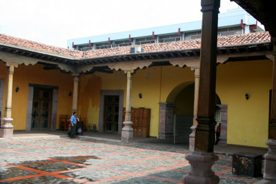 Interior courtyard of the colonial Biblioteca Nacional (National Library) in Tegucigalpa.