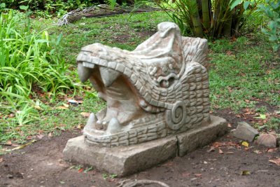 Parque Naciones Unidas is very pleasant with nice gardens and artifacts such as this Mayan-looking sculpture.