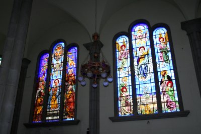 Here are two spectacular stained glass windows side by side.