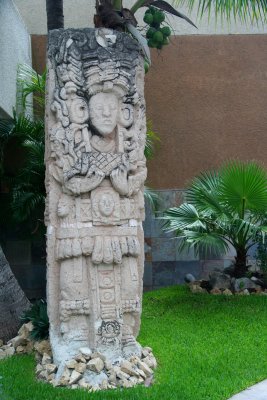 More Mayan art in front of the hotel.