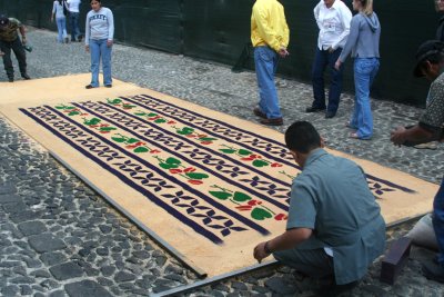 This was the next carpet that was being made as I walked east down 4a Calle Oriente in Antigua.