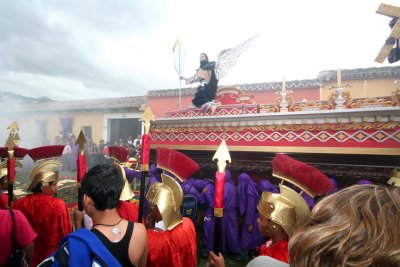 The float went past me with Roman soldiers beside it.