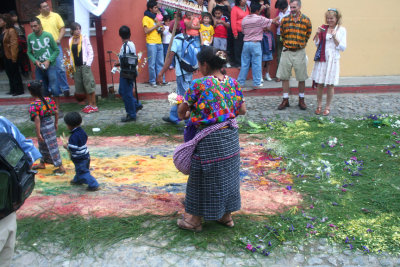 This carpet was destroyed after the lead float had passed over it!