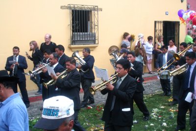 These musicians were part of a funeral march.