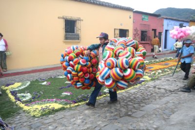 This vendor was selling colorful balls.