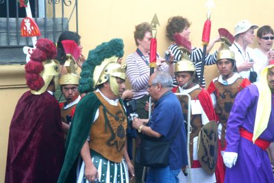 Close-up of the Roman soldiers.