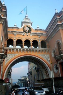The Arch of Santa Catalina is an Antigua-inspired pedestrian bridge connecting the post office with another building.