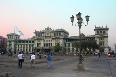 View of the Palacio Nacional (National Palace) in Plaza Mayor de la Constitucin (also called Parque Central) in Guatemala City.