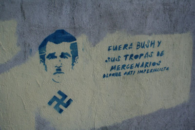 Graffiti of George Bush in Guatemala City.  He was arriving there the following week.