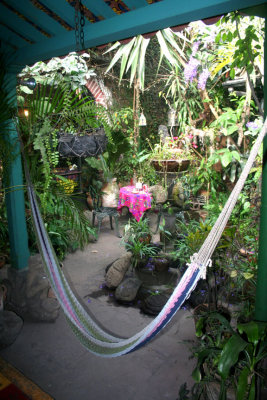 View of the hammock in the Posada Belen's garden.