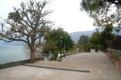 This cobblestone pedestrian pathway went along the shoreline in Panajachel.