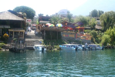 View of San Pedro as my boat pulled away on Lake Atitlán.