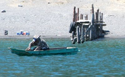 My boat passed this man in a small cayuco (canoe).