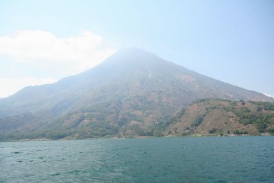 As the boat left Santiago, we passed by Lake Atitln's third volcano, Volcn Toliman.