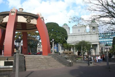In front of the Metropolitan Cathedral is a spider-like pavillion donated by former Nicaraguan dictator Anastasio Somoza.