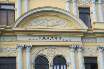 Close-up of the ornate baroque faade of Teatro Melico Salazar (across from Parque Central).
