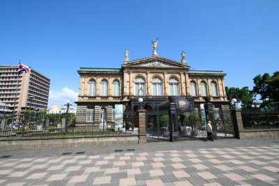 A wide angle shot of the National Theater, San Jos's foremost architectural showplace.