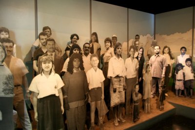 Display at the museum showing the many ethnic groups of immigrants.