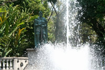 Statue of Christopher Columbus who discovered Costa Rica in 1502. Spain governed Costa Rica as a colonial possession until 1823.