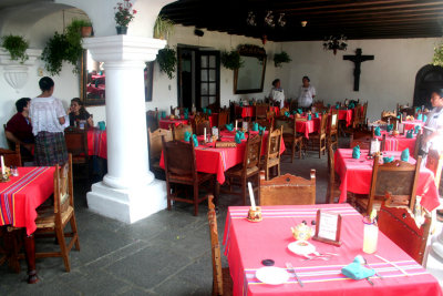 View of the dining room at La Posada de Ron Rodrigo Hotel.