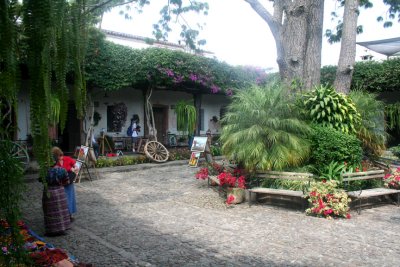 This is the main courtyard after you enter La Posada de Ron Rodrigo Hotel.