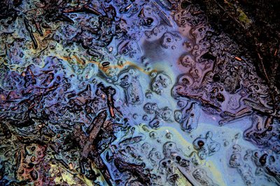 Oil slick in the snow