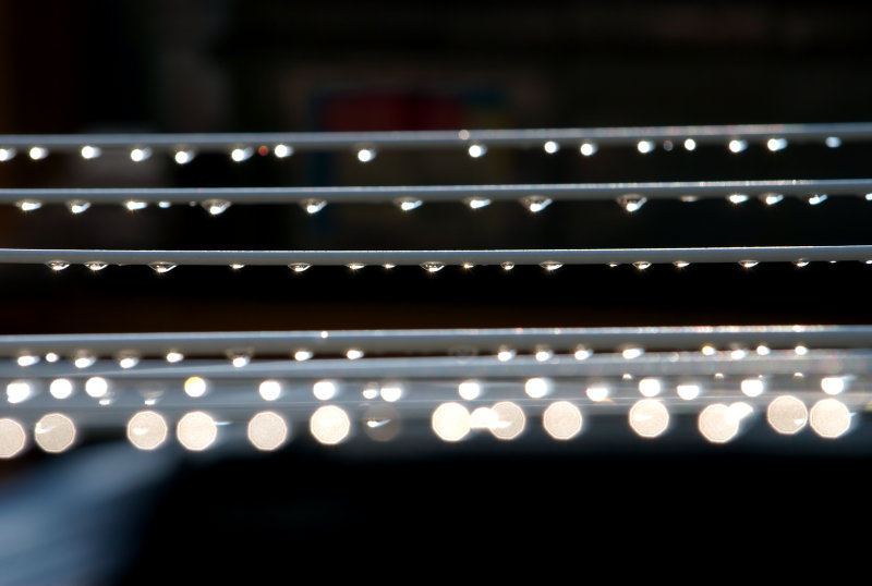 Water Droplets On Drying Rack