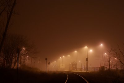 Markham Go Station in the fog