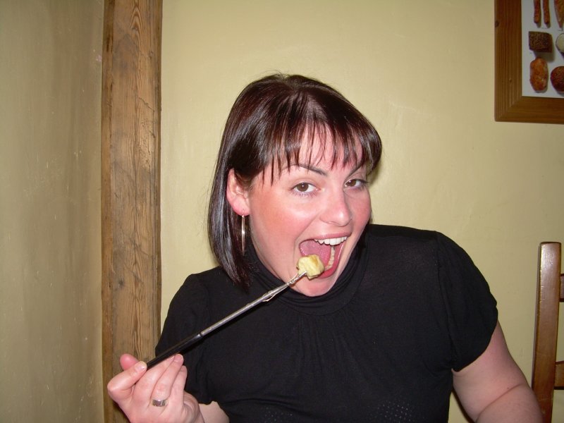Our Fondue Meal (Hannah Enjoying!).JPG
