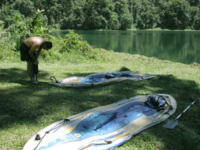 Inflating the Kayaks