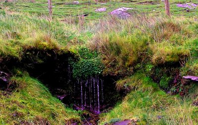 Mossy waterfall in the west of Ireland