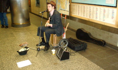 Blues singer at Penn Station