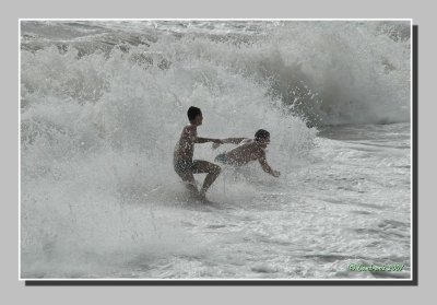 Kids in the waves