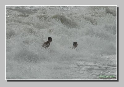 Kids in the waves