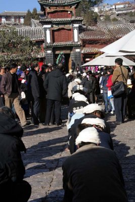 Moslem Funeral - Men Kneel toward casket